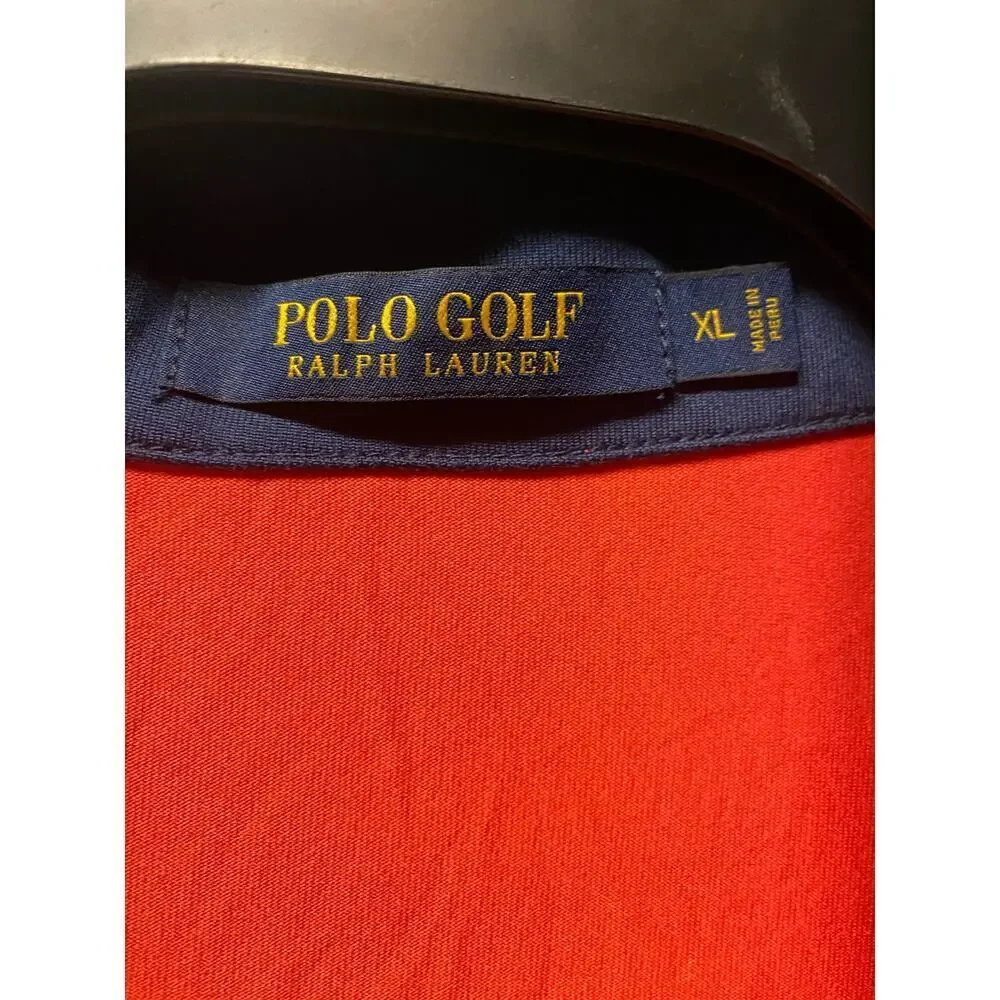 Ralph Lauren Polo logo Golf orange 1/2 zip 1/4 cotton knit long sleeve shirt XL